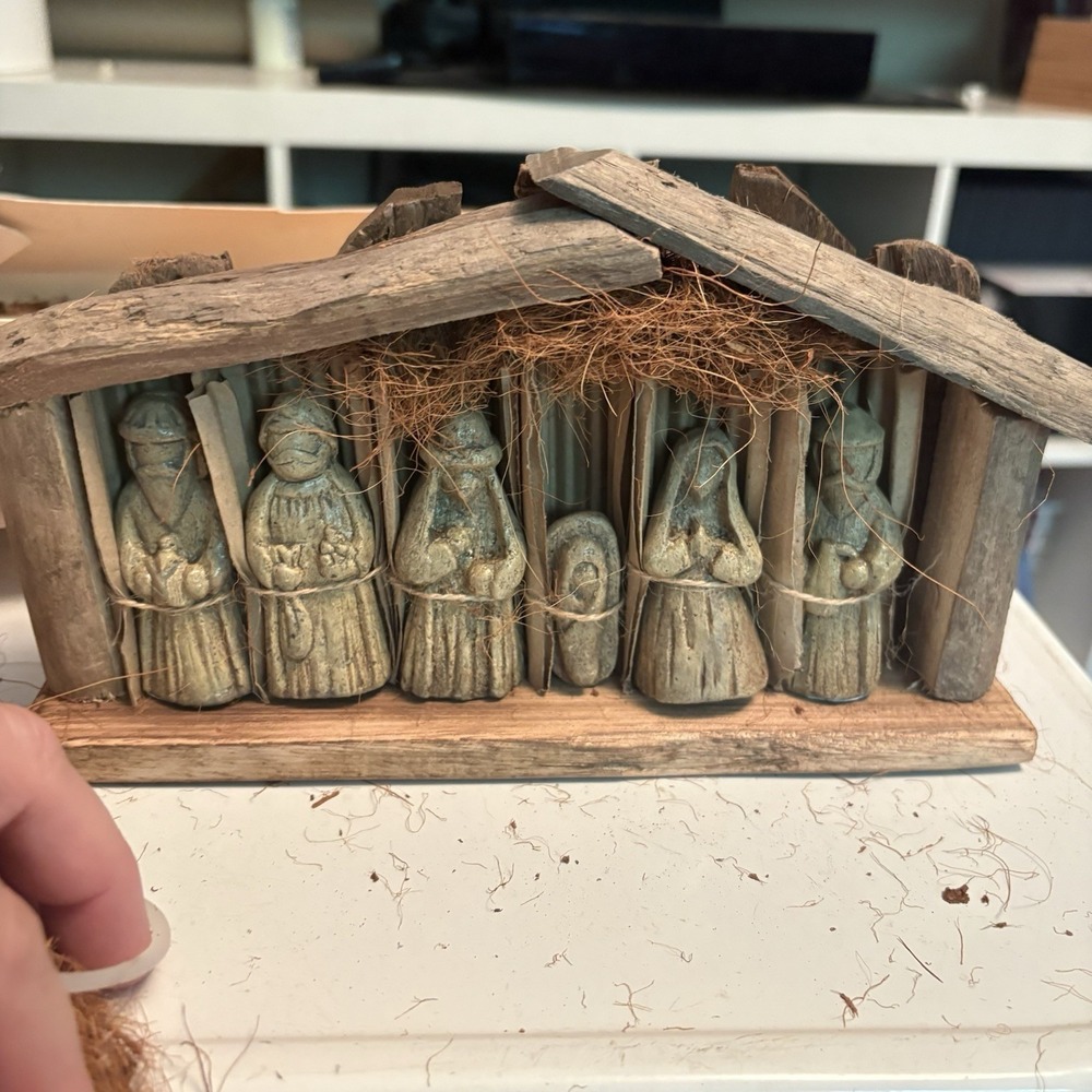 World Market Folk Art Wood Nativity Set Christmas With Manger